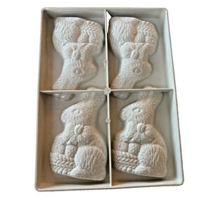 Vintage 1984 Kaupert W Germany Easter Bunny Rabbit Chocolate Mold #9277 4 Cavity